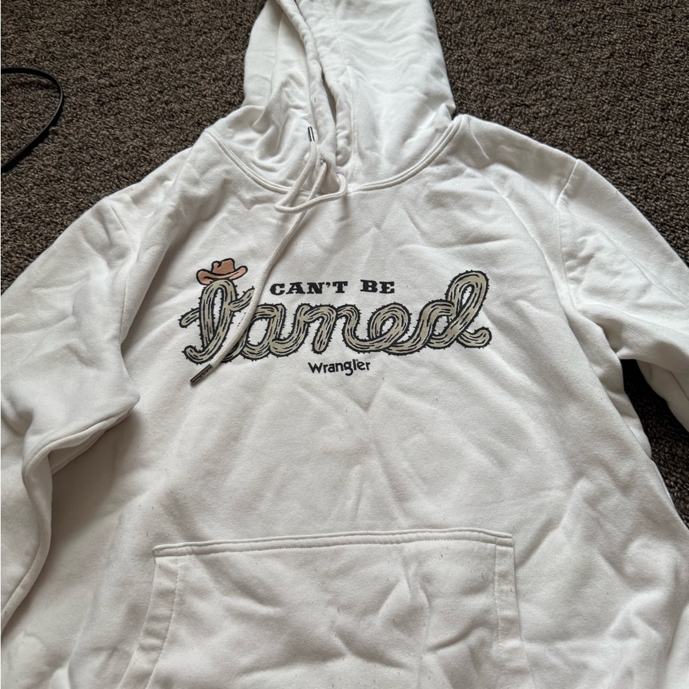 Wrangler Cream Hoodie with Logo
